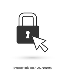 Icono de bloqueo gris aislado en fondo blanco. Señal de bloqueo. Seguridad, seguridad, protección, concepto de privacidad.  Vector