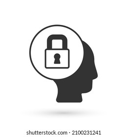 Icono de bloqueo gris aislado en fondo blanco. Señal de bloqueo. Seguridad, seguridad, protección, concepto de privacidad.  Vector