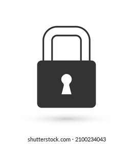 Icono de bloqueo gris aislado en fondo blanco. Señal de bloqueo. Seguridad, seguridad, protección, concepto de privacidad.  Vector