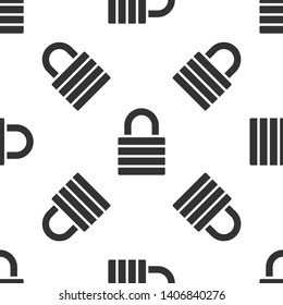 Grey Lock icon isolated seamless pattern on white background. Padlock sign. Security, safety, protection, privacy concept. Vector Illustration