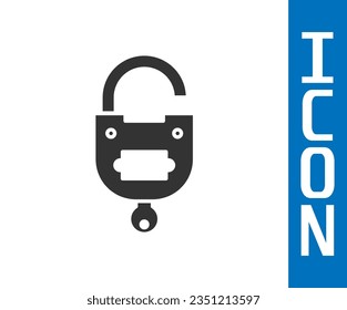 Bloqueo gris e icono de tecla aislado en el fondo blanco. Señal de bloqueo. Seguridad, seguridad, protección, concepto de privacidad.  Ilustración vectorial