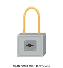 Grey lock with keyhole and golden handle vector illustration