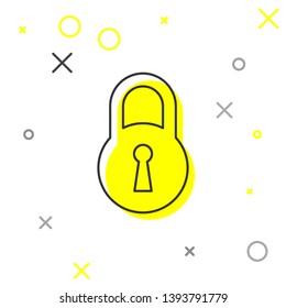Grey Lock line icon isolated on white background. Padlock sign. Security, safety, protection, privacy concept. Vector Illustration