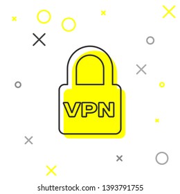 Grey Lock VPN line icon isolated on white background. Vector Illustration