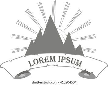 Grey logo template on white background for tourists, camp, company name, vector illustration