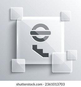 Grey London underground icon isolated on grey background. Square glass panels. Vector