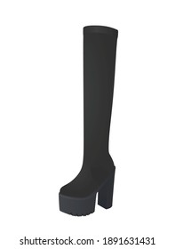 Grauer, langer Stiefel. hohe Ferse. Vektorgrafik