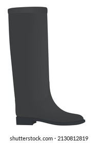 Grey long boot. no high heels. vector illustration