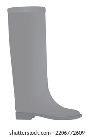Grauer, langer Stiefel. keine hohen Absätze. Vektorgrafik