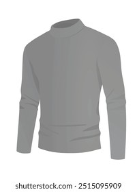 Camiseta de cuello largo gris. Ilustración vectorial