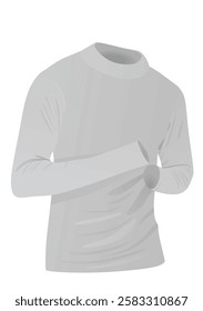 Grey long neck t shirt. vector illustration