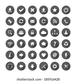 Grey long shadow style icons