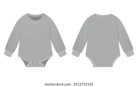 Grey  long sleeve baby bodysuit. vector illustration