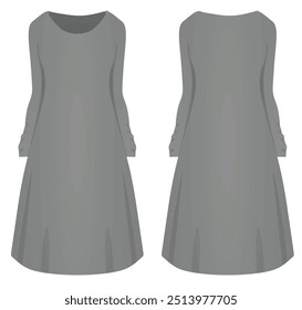 Vestido de manga larga gris. Ilustración vectorial