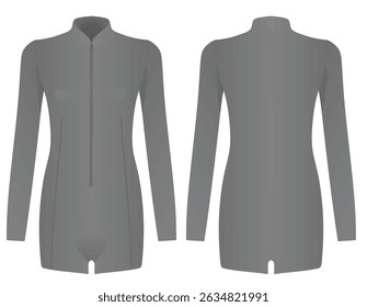 Grey  long sleeves jumpsuit. vector illustration