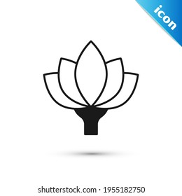 Grey Lotus flower icon isolated on white background.  Vector