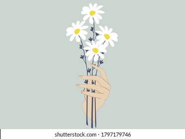 grey love yourself stay positiveflowers and sunflower with beautiful slogan text, vector illustration design for t shirt graphics, fashion prints, posters etc