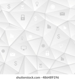 Grey low poly tech social communication design. Vector light polygonal background