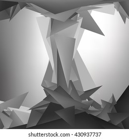 Grey low polygon shapes, triangles abstract composition, vector design, creative background, templates design