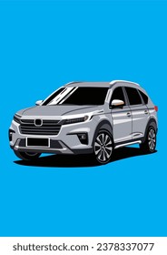 Grauer, niedriger SUV-Wagen mit modifiziertem Hochleistungs-Vektorgrafik