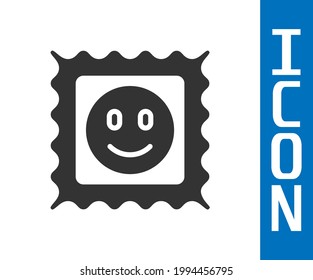 Icono de la marca de ácido LSD gris aislado en fondo blanco. Narcóticos ácidos. Postmark. Sello de rehenes. Riesgo para la salud.  Vector