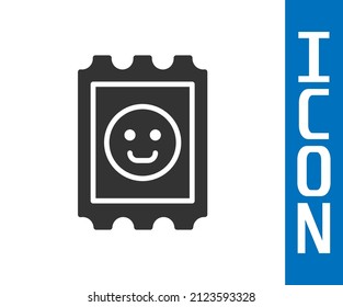Icono de la marca de ácido LSD gris aislado en fondo blanco. Narcóticos ácidos. Postmark. Sello de rehenes. Riesgo para la salud.  Ilustración vectorial
