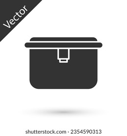 Grey Lunch box icon isolated on white background.  Vector Illustration