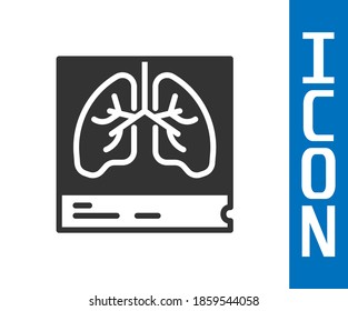 Grey Lungs x-ray diagnostics icon isolated on white background. Snapshot of the lungs.  Vector