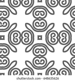 Grey  luxury background seamless with ornamental pattern on white