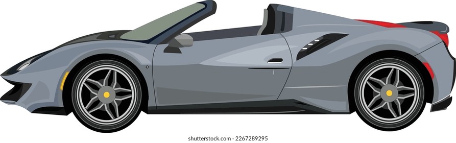Grey luxury sports car left view