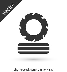 Graue brennende Reifen - Symbol einzeln auf weißem Hintergrund. Vektorgrafik.