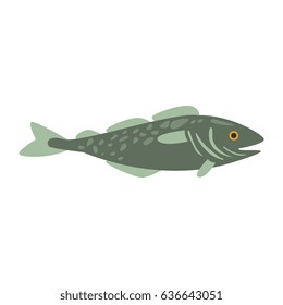 Grey Mackerel Fish, Part Of Mediterranean Sea Marine Animals And Reef Life Illustrations Series