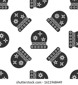 Grey Magic ball icon isolated seamless pattern on white background. Crystal ball.  Vector Illustration