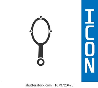 Icono del espejo de la mano Gris Magic aislado en fondo blanco.  Vector