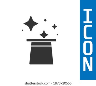 Grey Magic hat icon isolated on white background. Magic trick. Mystery entertainment concept.  Vector