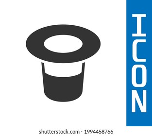 Grey Magic hat icon isolated on white background. Magic trick. Mystery entertainment concept.  Vector