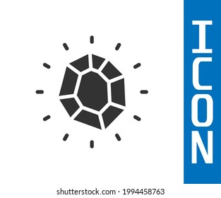 Grey Magic stone icon isolated on white background. Fantasy crystal. Jewelry gem for game.  Vector