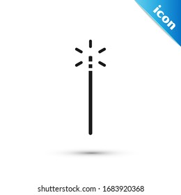 Icono de la varita gris mágica aislado en fondo blanco. Accesorio mágico con forma de estrella. Poder mágico. Ilustración vectorial
