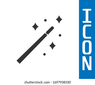 Grey Magic wand icon isolated on white background. Star shape magic accessory. Magical power.  Vector Illustration