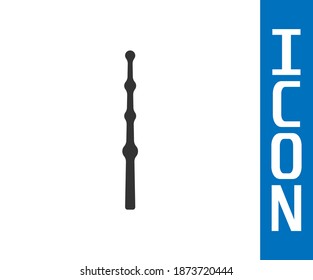 Grey Magic wand icon isolated on white background. Star shape magic accessory. Magical power.  Vector