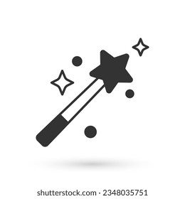 Icono de varita Gris Magic aislado en fondo blanco. Complemento mágico de forma estrella. Poder mágico.  Vector