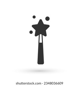 Grey Magic wand icon isolated on white background. Star shape magic accessory. Magical power.  Vector