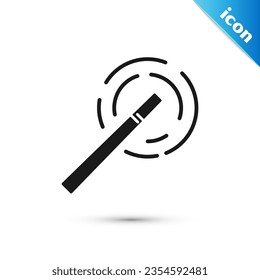 Grey Magic wand icon isolated on white background. Star shape magic accessory. Magical power.  Vector Illustration