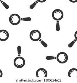 Grey Magnifying glass icon isolated seamless pattern on white background. Search, focus, zoom, business symbol. Vector Illustration