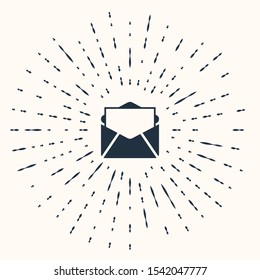 Grey Mail and e-mail icon isolated on beige background. Envelope symbol e-mail. Email message sign. Abstract circle random dots. Vector Illustration