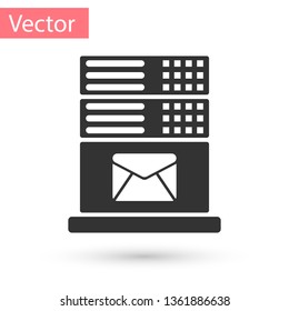 Grey Mail server icon isolated on white background. Vector Illustration