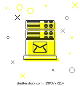 Grey Mail server line icon isolated on white background. Vector Illustration
