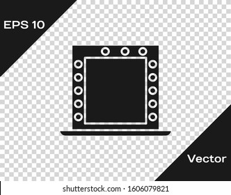 Grey Makeup mirror with lights icon isolated on transparent background.  Vector Illustration