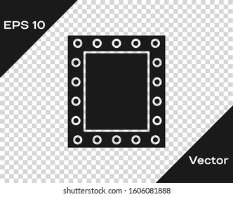 Grey Makeup mirror with lights icon isolated on transparent background.  Vector Illustration