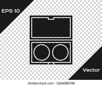 Grey Makeup powder with mirror icon isolated on transparent background.  Vector Illustration
